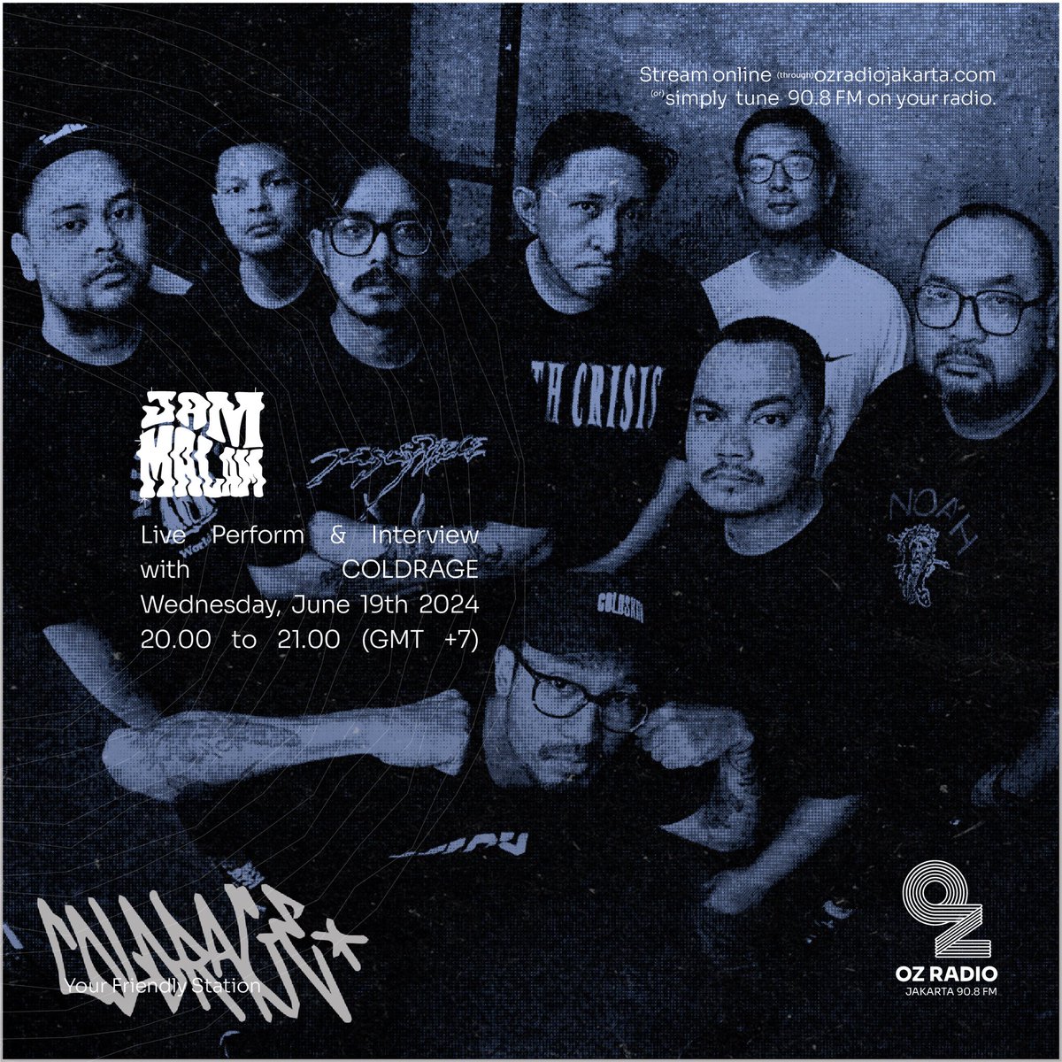 warga hardcoree! nanti malam di studio oz radio jakarta bakal kedatangan musisi hardcore yang sedang berkolaborasi yaitu COLDSKIN ft OUTRAGE.

Catch us today from 20.00 till 23.00 only on 90,8 fm or
Ozradiojakarta.com

#ozradiojakarta #908fm