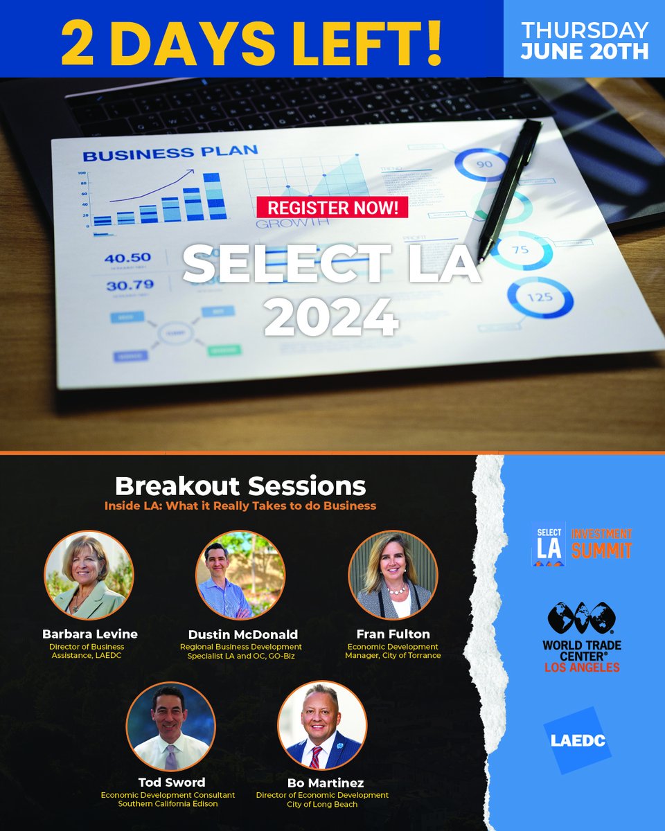 🌟 2 Days to Select LA 2024 🌟 Announcing Our Concurrent Breakout Sessions 🚀 Partnership Ecosystems: Collaborations to support LA industries and Inside LA: What it Really Takes to do Business 

🔗 Visit selectla.org/agenda for more information and to register.