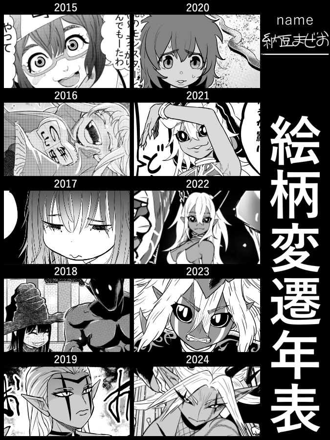 絵柄変遷年表・・・という名のマンガ備忘録。
こう見るとXマンガを主戦場にしてからかなり変わってるなぁ。 