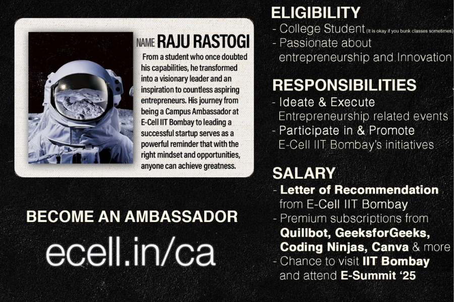 Don’t sleep through this! Join E-Cell IIT Bombay's Campus Ambassador Program. Biggest student network, epic activities, skill boosts. Don’t miss out!

Register now: ecell.in/ca/

#iitbombay #internship #entrepreneurship #startup