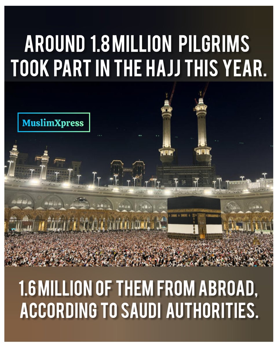 Muslim_Xpress's tweet photo. Around 1.8 million pilgrims took part in the hajj this year.

#MuslimXpress #news #GlobalNews #worldnews https://t.co/PK1HTWenMR