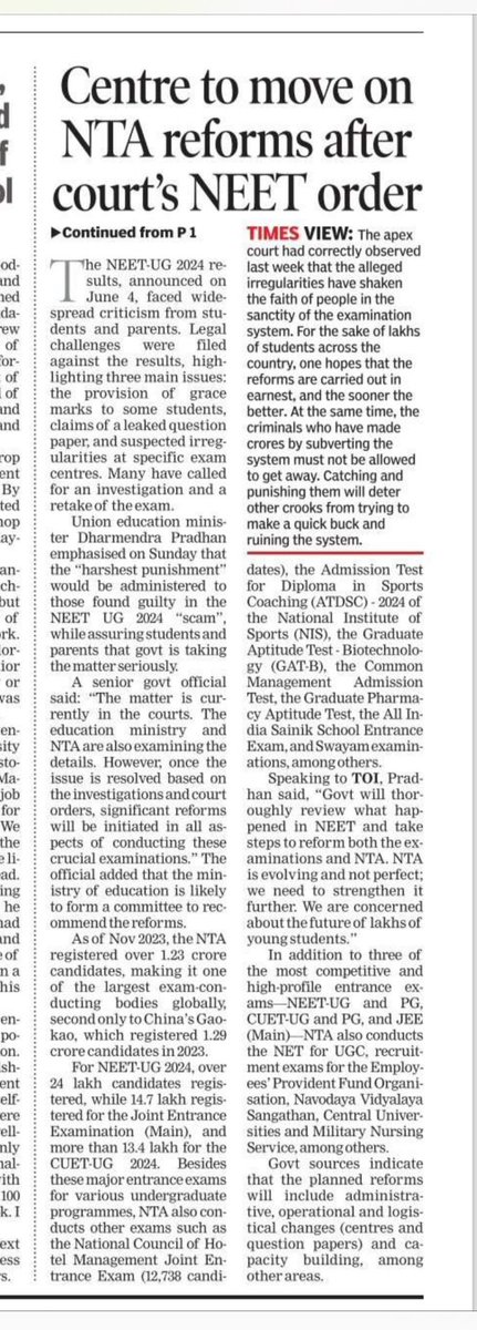 A very welcome step for #NEET by Govt to get Reforms after the Honorable Supreme Court verdict will be given but Our humble submission to Honourable PM <a href="/narendramodi/">Narendra Modi</a> Ji 🙏
NEET students are looking up to you for justice!
Fair results for Honest students &amp; #RENEET is their request