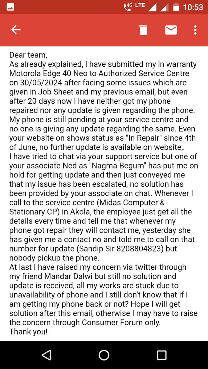anackseemandar's tweet photo. @motorolaindia The responses both on call and on email are the same, no update about the repair or when its going to be delivered. Is the phone actually being serviced? Is he going to get the phone back? https://t.co/OQwbB6VMeG