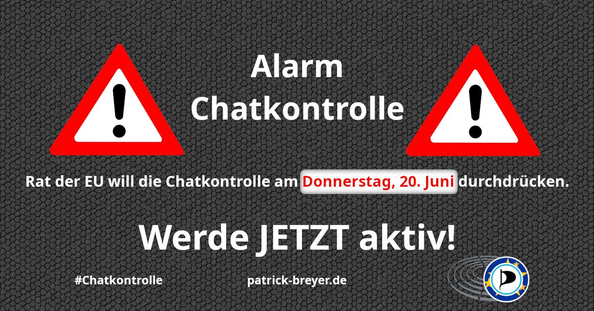 🇩🇪 Jetzt kommt es auf uns alle an. Schreib deiner Regierung. Teil den Aufruf. Ruf tagsüber deine Regierung an. Zusammen sind wir der Widerstand gegen die #Chatkontrolle. #ChatkontrolleStoppen!

patrick-breyer.de/rat-soll-chatk…