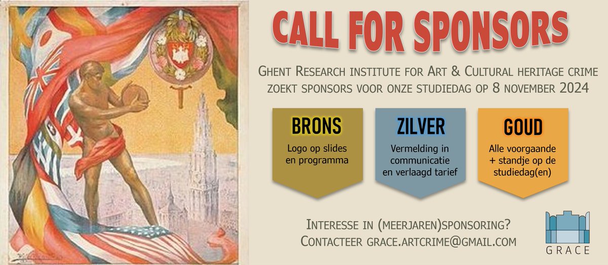Goedemorgen kunstliefhebbers in mijn netwerk. "GRACE" (lnkd.in/eAVb7hHd ) is op zoek naar (structurele of eenmalige) sponsoring voor hun komende events. 'Volgers' die dit willen steunen kunnen contact opnemen via grace.artcrime@gmail.com Delen mag ;-)