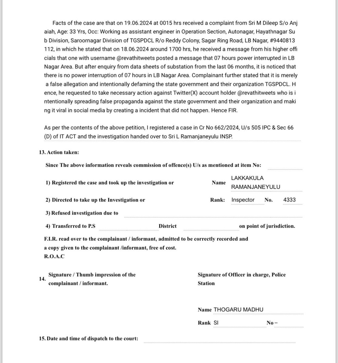 revathitweets's tweet photo. MY MEDAL OF HONOR: AN FiR 🎖️🎖️🎖️
In a BIZARRE move, an FIR has been lodged against me while the actual culprits from Telangana Power & Co, who harassed a female consumer in broad daylight, walk free!
@RahulGandhi @priyankagandhi @revanth_anumula - Is this your stance on media independence? Is your government trying to silence journalists who expose the truth?
If you do believe in democracy stand with us when we fight for justice, and protect the freedom of the press!
PS: I chose not to post the video of the harassed woman to protect her privacy. If this is the hooliganism officials unleash on the media, who will protect the people?
#Journalism #PressFreedom #Democracy