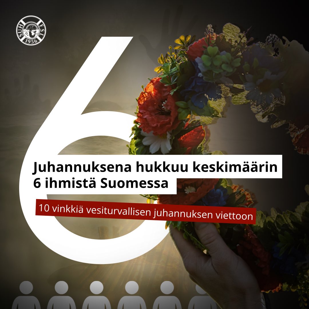 Juhannusvesille vastuullisesti: asenne kuntoon, korkki kiinni ja pelastusliivit päälle 💦🛟 Useimmiten onnettomuudet tapahtuvat tutuilla vesillä – niilläkin liikkuminen turvallisesti vaati varautumista ja oikeaa asennetta. 
<a href="/TraficomFinland/">Liikenne- ja viestintävirasto Traficom</a> <a href="/SARFinland/">Suomen Meripelastusseura</a> 

suh.fi/juhannusvesill…