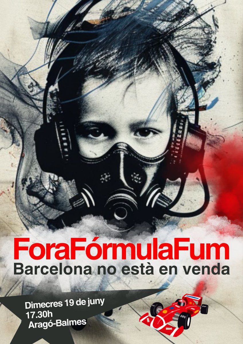 Per tot això i més, ens veiem avui dimecres a Barcelona

❌Prou macroesdeveniments
❌Prou shows per blanquejar la contaminació i l'automoció fòssil
❌Prou suport públic al lobby del motor
✅Per uns territoris saludables i lliures de pol·lució permanent 

#ForaFórmulaFum