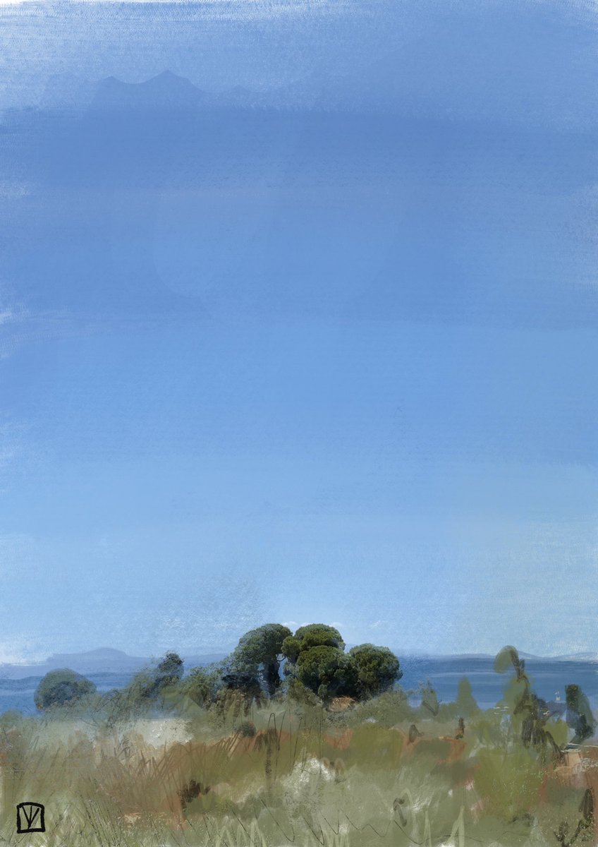 digihull's tweet image. “Green Greek Coastline” mixed media art #procreate #digitalartists #greece #coastline #landscape