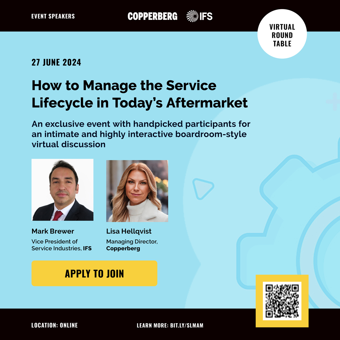 CopperbergAB's tweet image. 📅 Join our Virtual Roundtable on June 27: #ServiceLifecycleManagement in Today’s #Aftermarket. Tap into the expertise of handpicked leaders for actionable strategies to transition to service-centric models. 

👉 bit.ly/slmam24

#manufacturing