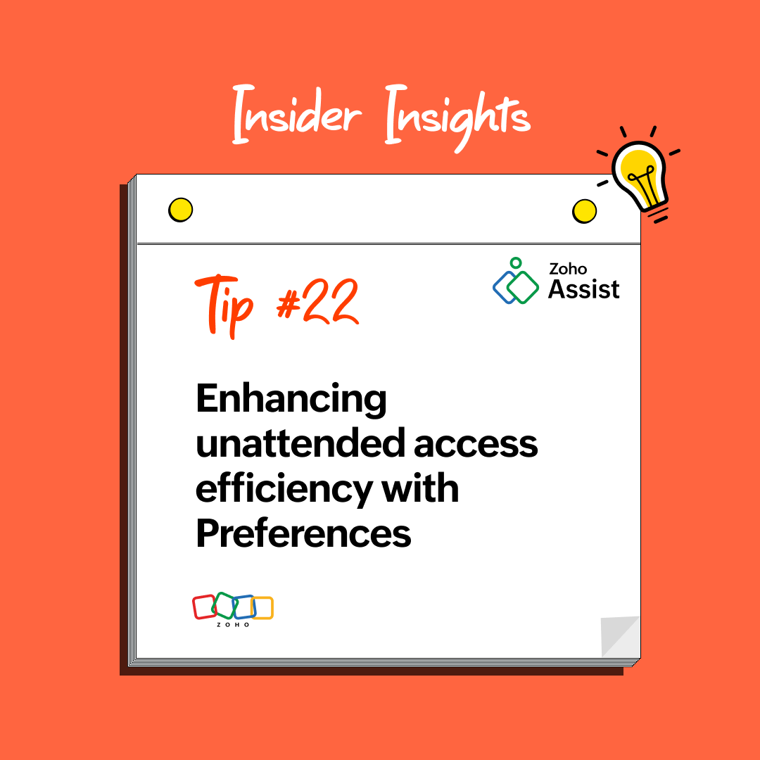 ZohoAssist's tweet photo. 🚀 Secure your unattended access sessions with Zoho Assist Preferences!

Read more: 🔗 https://t.co/JdiTYQzv4D

#InsiderInsights #remotedesktop #zoho #zohoassist
#technology #remotesupport #tipsandtricks https://t.co/ih1dtB8iNF
