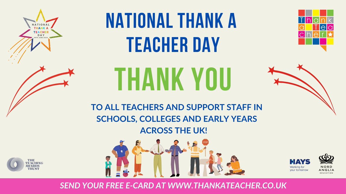 EvolutionTrust's tweet photo. It’s National #ThankATeacherDay! 

Thank you to all the amazing support staff and teachers working in all the schools in our Trust. You are amazing! 

Don’t forget to say thank you by sending a free e-card today: https://t.co/L9c2bJotXF 

#onetrust https://t.co/55YWDfg4yv