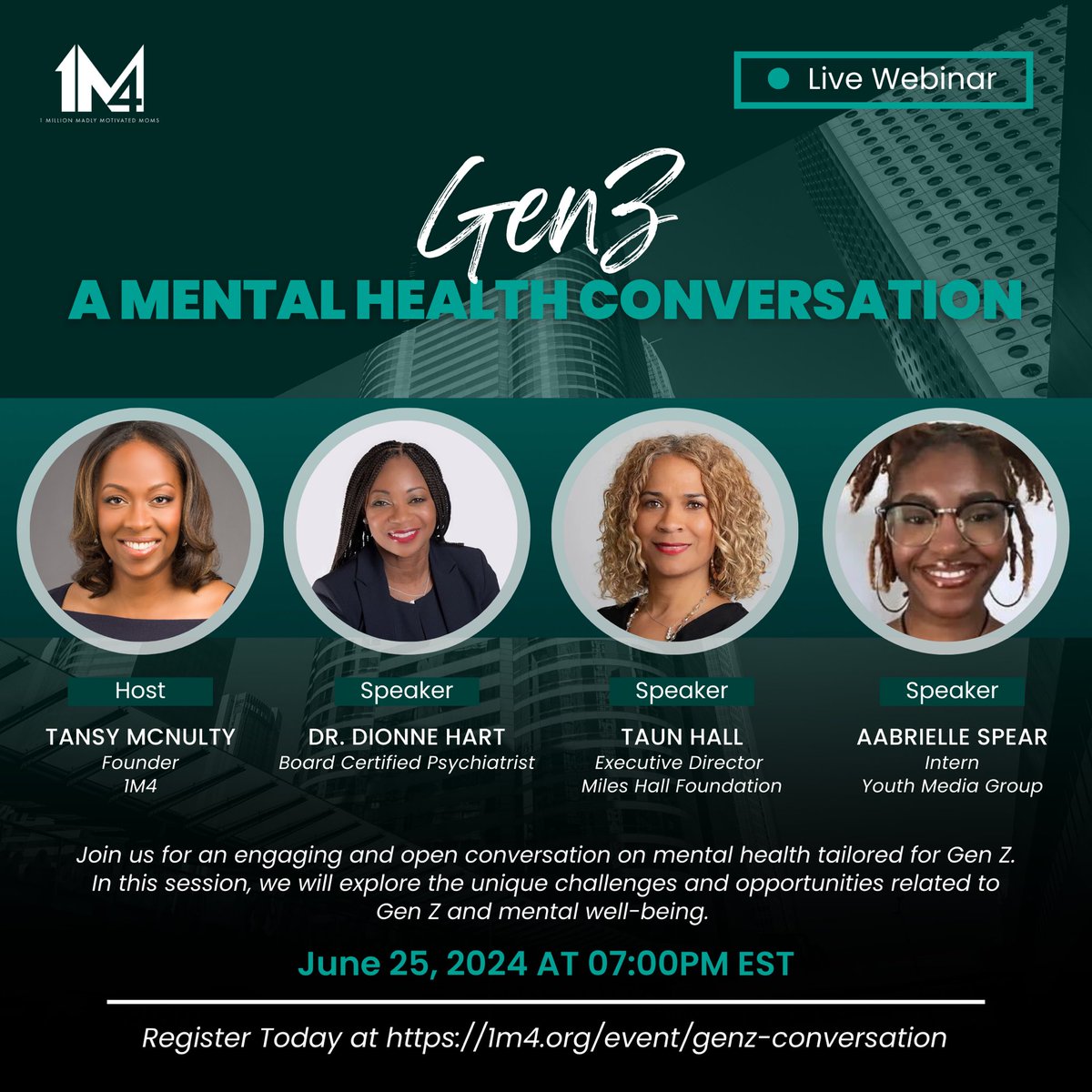 Dionne (@lildocd) on Twitter photo Join us for Gen Mental Health Conversation live-streamed on Youtube, Facebook and LinkedIn. Register im4.org/event/genz-con… #MensMentalHealthAwarenessMonth #MentalHealthIsHealth #mentalhealth <a href="/APApsychiatric/">American Psychiatric Association</a> <a href="/AmerMedicalAssn/">AMA</a> <a href="/NationalMedAssn/">National Medical Association</a> <a href="/JusticeForMiles/">The Miles Hall Foundation</a>
@DrEricRaflaYuan Join us for Gen Mental Health Conversation live-streamed on Youtube, Facebook and LinkedIn. Register im4.org/event/genz-con… #MensMentalHealthAwarenessMonth #MentalHealthIsHealth #mentalhealth <a href="/APApsychiatric/">American Psychiatric Association</a> <a href="/AmerMedicalAssn/">AMA</a> <a href="/NationalMedAssn/">National Medical Association</a> <a href="/JusticeForMiles/">The Miles Hall Foundation</a>
@DrEricRaflaYuan