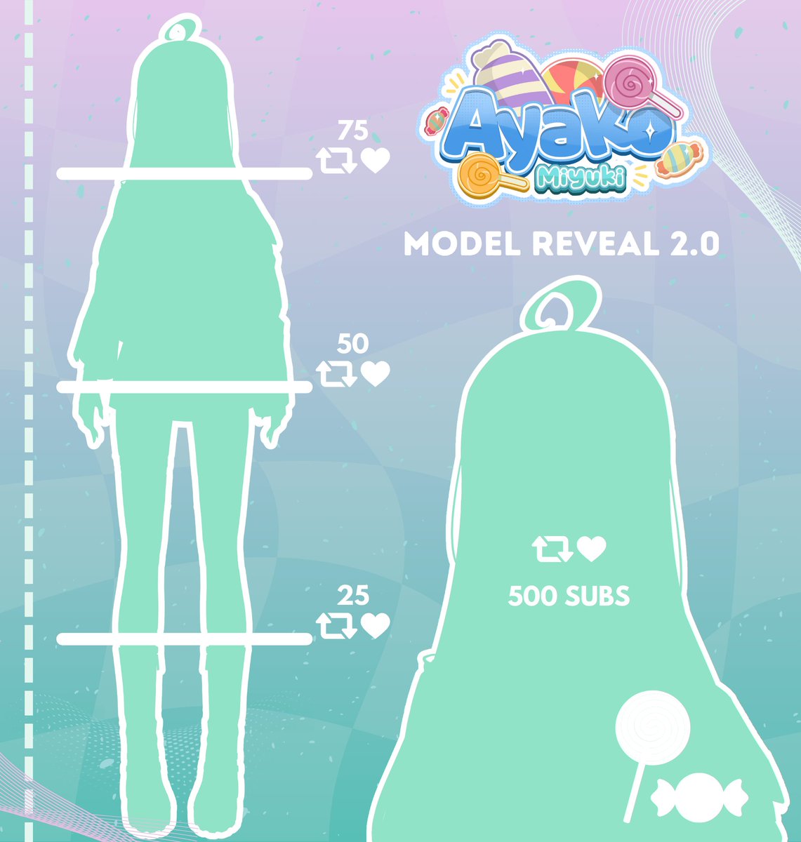 ☆*: ｡ MODEL REVEAL 2.0 ｡:*☆ !!
-
Aloo semuanyaa! kaget gak🫣?!
Yuk bantu ayako buat unlock char baru!! 
o(*≧▽≦)ツ🍬🍭
-
RTs and Likes appreciated~ !!
#Vtuber #VTuberUprising #VTuberReveal #VtuberId
#vtuberindonesia