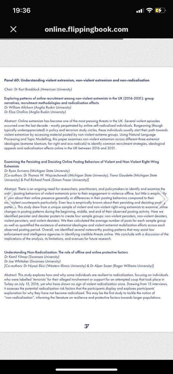 Great first day at #TASMConf <a href="/CYTREC_/">CYTREC</a> hearing some great papers on FR websites, misinformation and gender. For those in attendance, come along to Panel  6D as we explore the linkages between Violent Extremism, Non-Violent Extremism and Non-Radicalisation👍👏👇