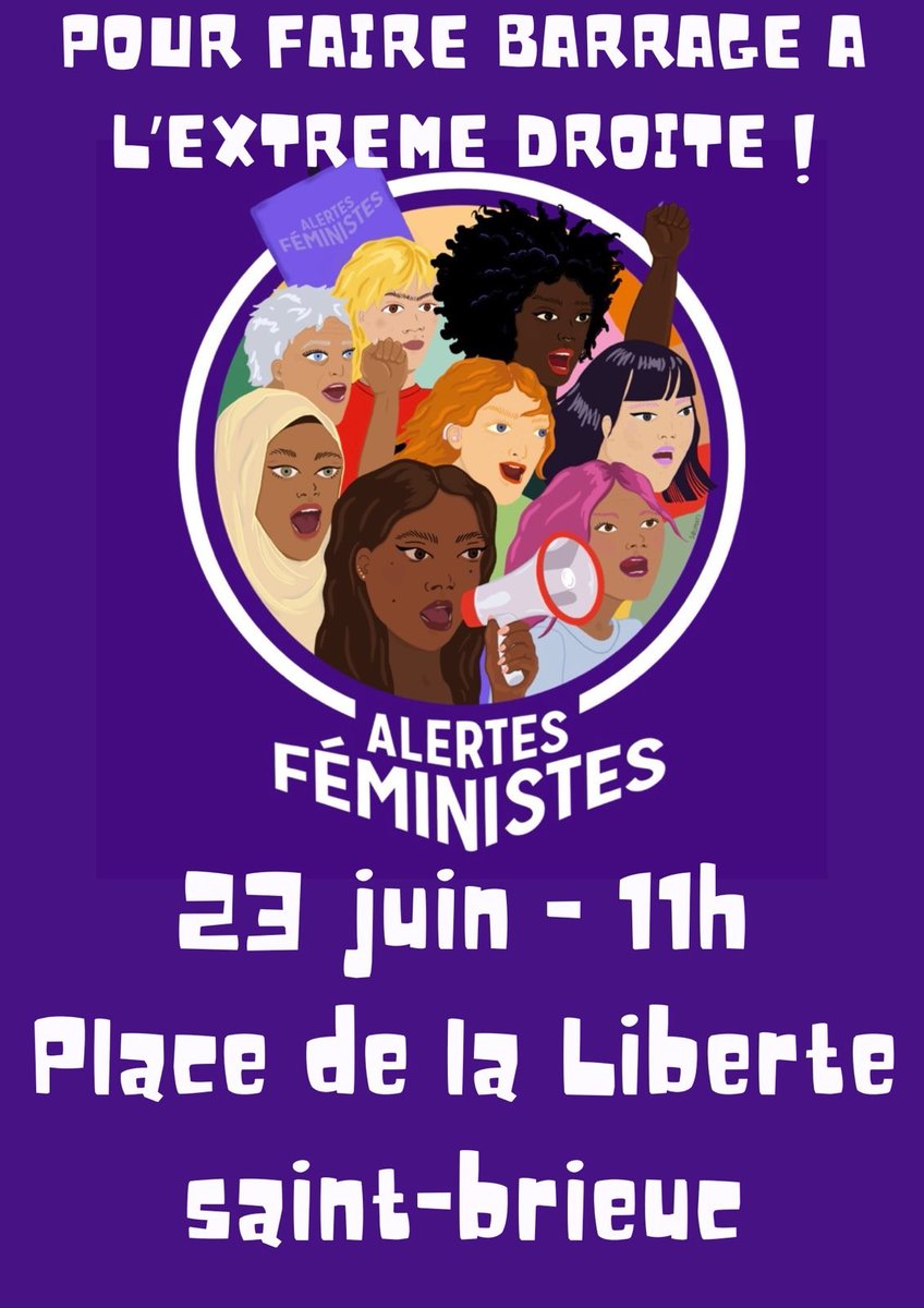 La @CFDTBretagne appelle ses adhérentes et adhérents à rejoindre ce dimanche 23 juin les mobilisations féministes pour dénoncer le programme de l'extrême droite. Par ex, les députés RN au <a href="/Europarl_FR/">Parlement européen en France</a>  se sont abstenus sur la lutte et la prévention des violences faites aux femmes