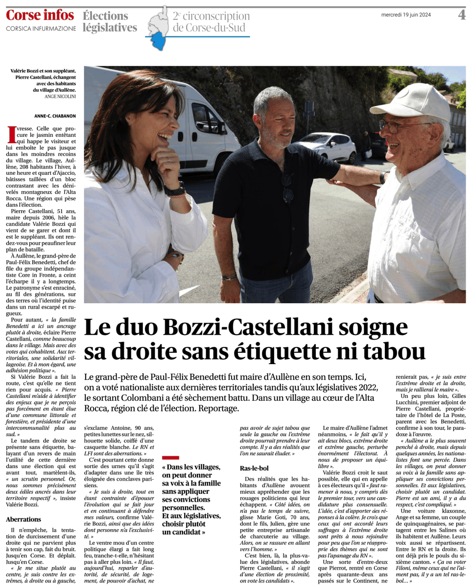 valerie_bozzi's tweet photo. 📰 "Le duo #Bozzi #Castellani soigne sa droite sans étiquette ni tabou" dans le @Corse_Matin d'aujourd'hui ⤵️ https://t.co/DMGuq5xKVV