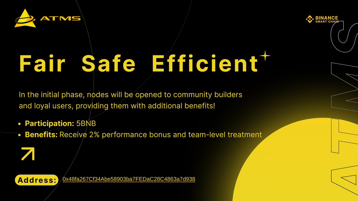 ATMSNetwork's tweet image. 🌟🚀 Join ATMS for a stellar future! We're launching a fair🔒, secure🛡️, efficient⚡ economic model and inviting 🌐 global nodes to join! Don't miss out on shaping the future economy! 💫

🌍Address: 0x48fa267Cf34Abe58903ba7FEDaC28C4863a7d938
#ATMSNerwork #crypto