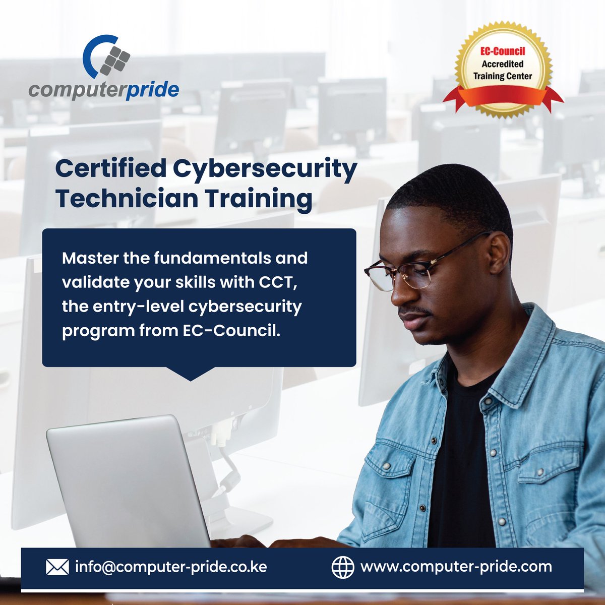 Computer_Pride's tweet image. Master the fundamentals and validate your skills with EC-Council's Certified Cyber Security Training program, the premier entry-level certification for aspiring cybersecurity technicians.
📞 +254 705 900 900/ +254 708 414 141
✉️ info@computer-pride.co.ke
#computerpride #CCT