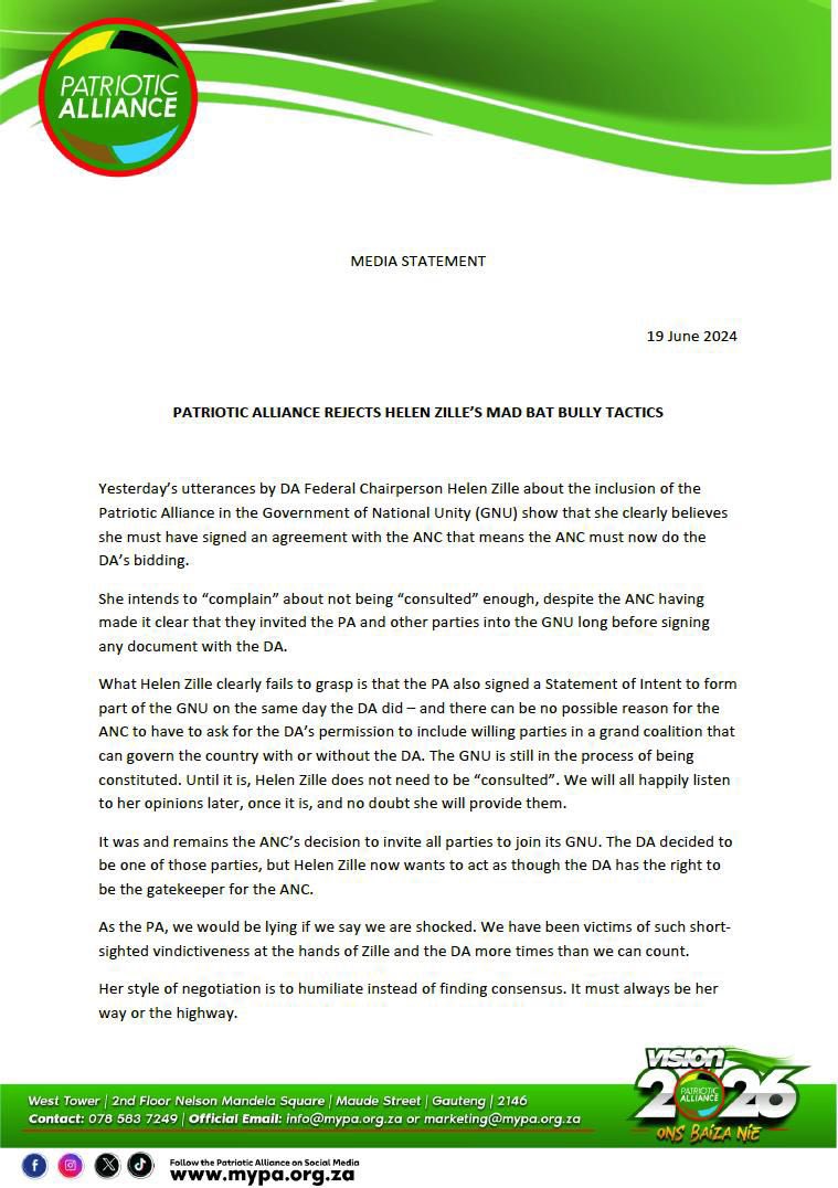 Patriotic Alliance tweet media