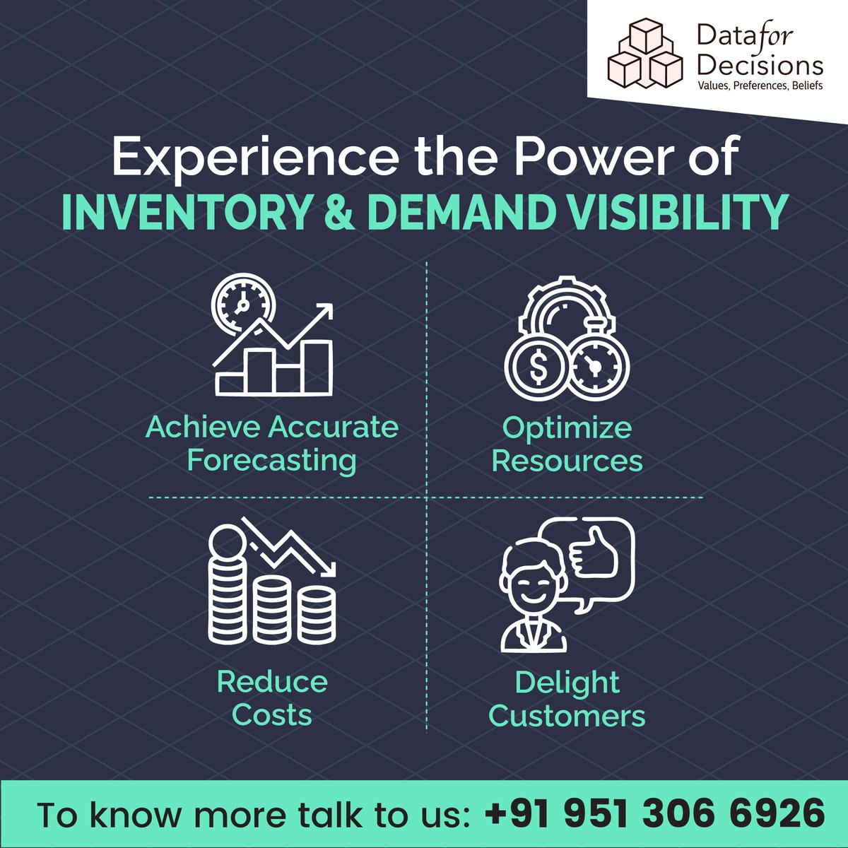 DecisionsFor's tweet image. Experience the Power of Inventory &amp;amp; Demand Visibility

Transform your business operations with Data for Decisions&apos; innovative supply chain solutions.

Book a demo now: +91-951-306-6926

#InventoryManagement #DemandForecasting #BusinessOptimization #CustomerSatisfaction
