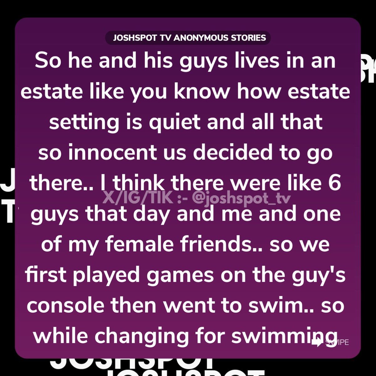 joshspot_tv's tweet photo. "Justice for me: We went to swim, he offered to teach and then r**ped me after😡" 

A thread 🍿👇 https://t.co/RnSTEhWUm2