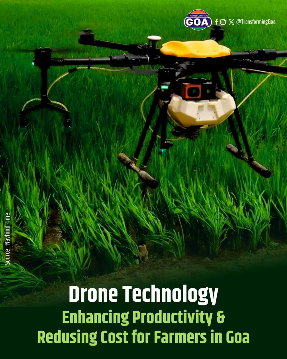 TransformingGoa's tweet image. Drones Technology enhances Goa&apos;s agriculture with reduced costs, improved efficiency, and better health protection for farmers.

#GoaAgriculture #DroneFarming #SustainableFarming #FarmTech #AgriInnovation #GoaFarmers #SmartFarming #EcoFriendlyFarming #FutureOfFarming