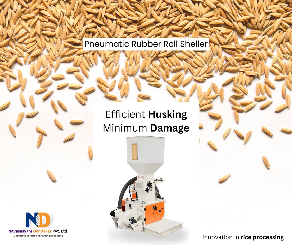 Ndplgrains's tweet image. Upgrade Your Rice Processing with Navasasyam Dandekar&apos;s Pneumatic Rubber Roll Sheller!
Contact us today! 📷📷
📷 +91 97677 74430
📷 info@navasasyamdandekar.com
#riceprocessing #pneumaticsheller #efficiency #navasasyamdandekar
