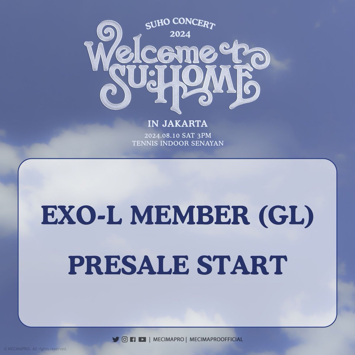 mecimapro's tweet image. #SUHOMEinJKT - EXO-L MEMBER (GL) PRESALE Via tiket.com starts!

To the registered EXO-L, please use your registered Member ID to make your Presale ticket purchase!
－
🔗: tiket.com/to-do/2024-suh…