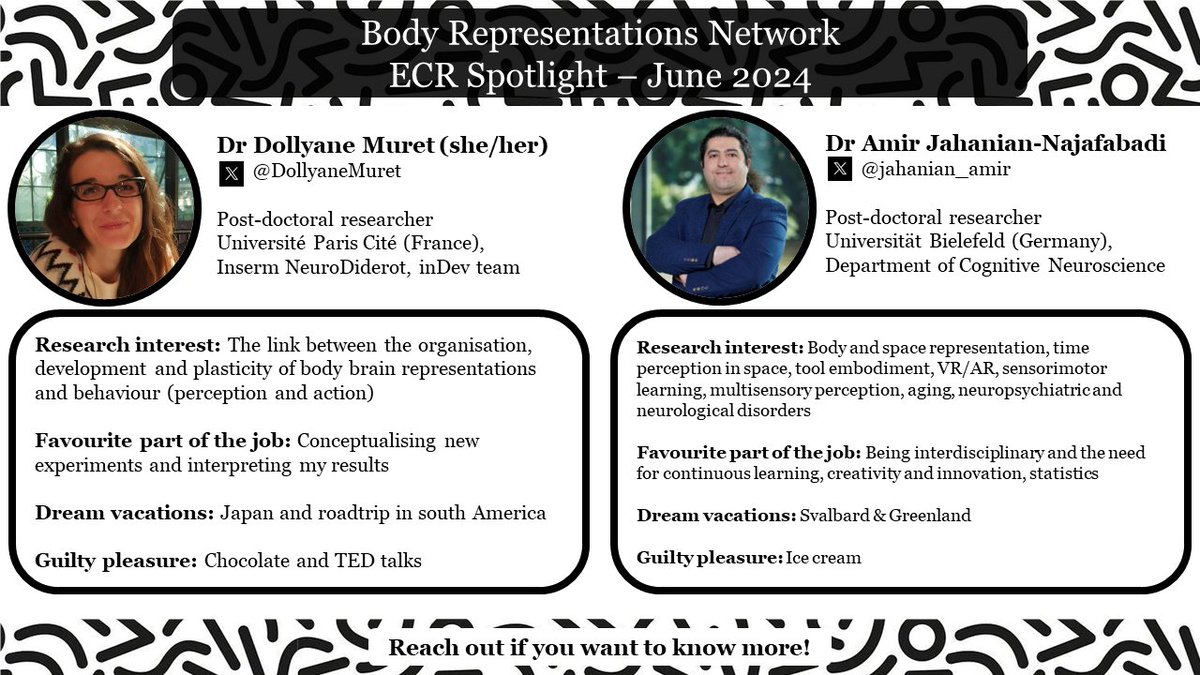 Today, the #BRNet would like to introduce Dollyane <a href="/DollyaneMuret/">Dollyane Muret</a> and Amir <a href="/jahanian_amir/">Dr. Amir Jahanian Najafabadi</a> . Every third Weds of the month, get to know two of our #ECRs. Reach out if you want to be featured in the spotlight or be put in touch with either of this month's ECRs.