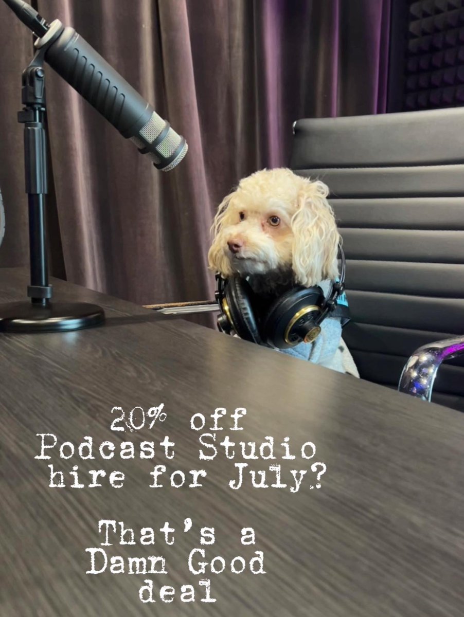 damn_good_prod's tweet photo. Teddy is running a Damn Good deal on our podcast studio. Get 20% off when you book direct with us for July. https://t.co/nY6SWh3th5