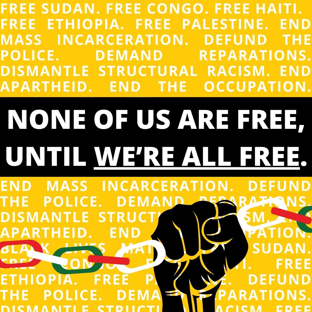 Today, June 19, is #Juneteenth honouring the legacy of Black power and liberation movements. We must end systemic racism and injustice that remains embedded in our colonial structures and institutions to this day—NONE OF US ARE FREE, UNTIL WE’RE ALL FREE.