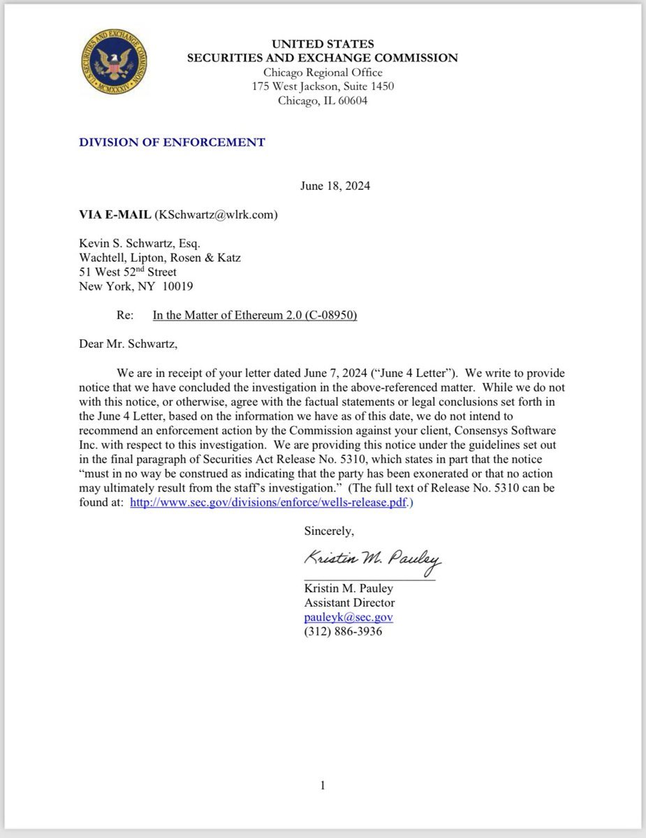 RadarHits's tweet image. JUST IN: 🇺🇸 SEC officially ends investigation into Ethereum and will NOT pursue charges that ETH is a security.