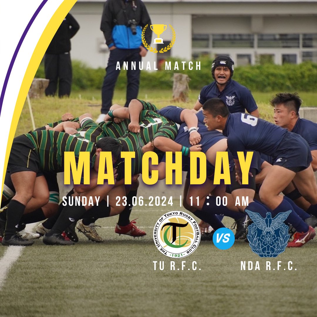 ndarfc's tweet photo. 【定期戦】
VS 東京大学
6/23(日)@東京大学駒場キャンパス
定期戦  11:00
Bチーム戦  13:00

春シーズン2戦目、東京大学との定期戦になります。
前回の試合で出た課題に向き合い、防大ラグビーをグラウンドで体現します。
応援のほど、宜しくお願いします。

#防衛大ラグビー部 #ラグビー  #自衛隊 https://t.co/8F2oFmEoLY