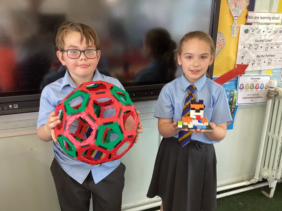 These P6 pupils designed and built these structures with Lego and construction materials! We have a football stadium, a football and a puppy! Well done on your creativity! <a href="/Logans_Primary/">Logans PS and NC</a>