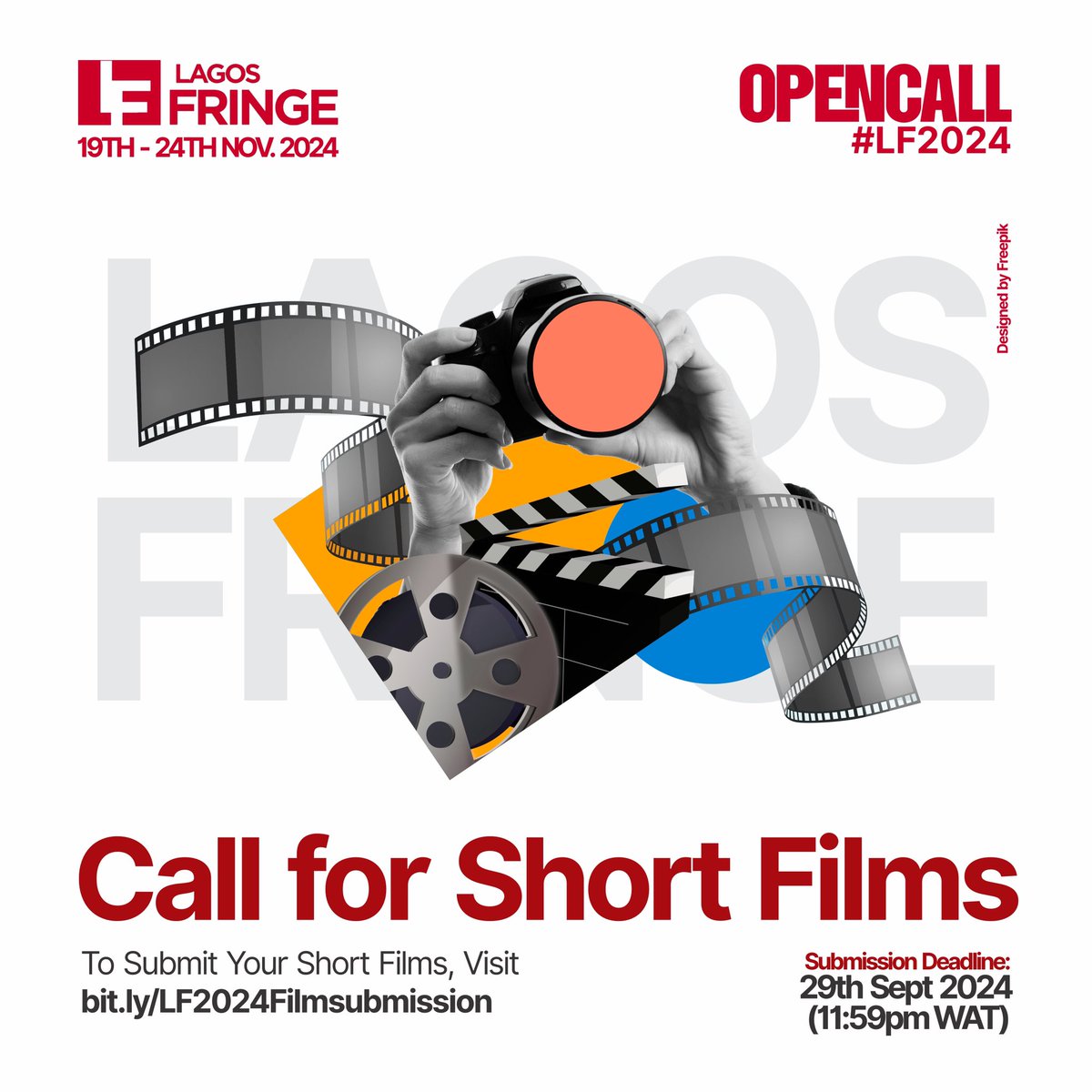 Calling All Filmmakers! 🗣️🎬
Submissions for short films are NOW OPEN for the Lagos Fringe Festival 2024! 🎥
We are excited to see your creativity come to life in this year’s theme, “What Future For Creatives: The AI Experience.” This is your chance to explore the intersection ⬇️
