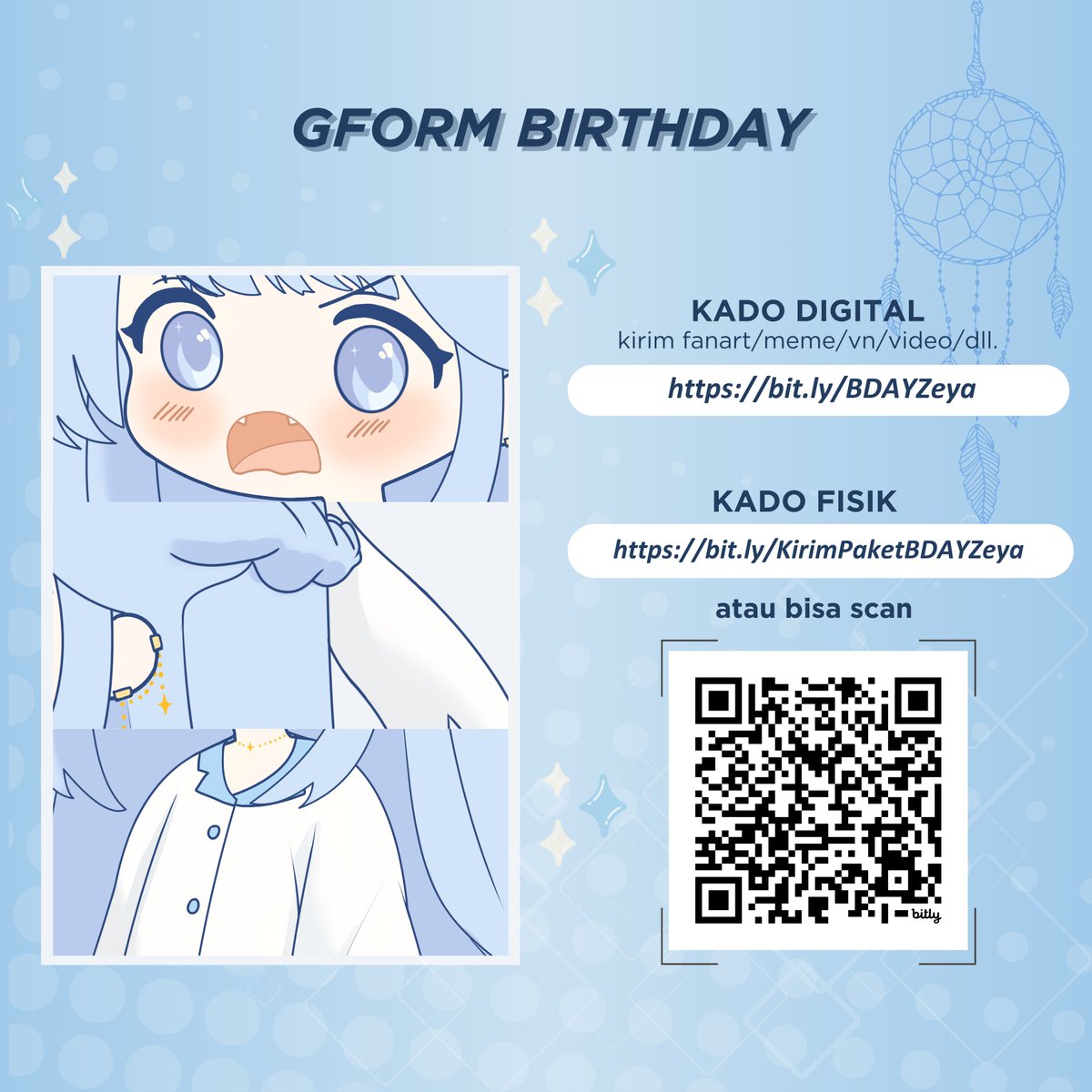[YOU'RE INVITED TO ZEYAYAYA'S BDAY STREAM]
AAAA GAKERASA BENTAR LG ULTAH. Makasih banyakk untuk semuanya yg udah support dan nemenin aku selama iniii, I'm super happy!!!
Jangan lupa untuk datang yaa~

G-FORM:
📌BDay: bit.ly/BDAYZeya
📌Kirim Paket: bit.ly/KirimPaketBDAY…