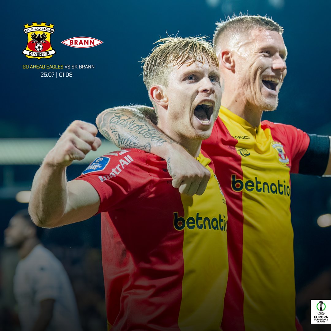 Go Ahead Eagles neemt het in de tweede voorronde van de Conference League op tegen het Noorse SK Brann!

Alle praktische informatie volgt zo snel mogelijk.