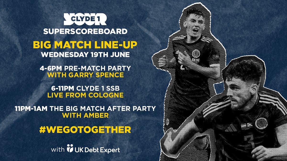 1025Clyde1's tweet image. It’s game day!
Scotland v Switzerland

Come on Scotland!!!
#WeGoTogether

Supporting Scotland this summer, with @ukdebtexpert 

Listen live for all the latest news &amp;amp; updates.