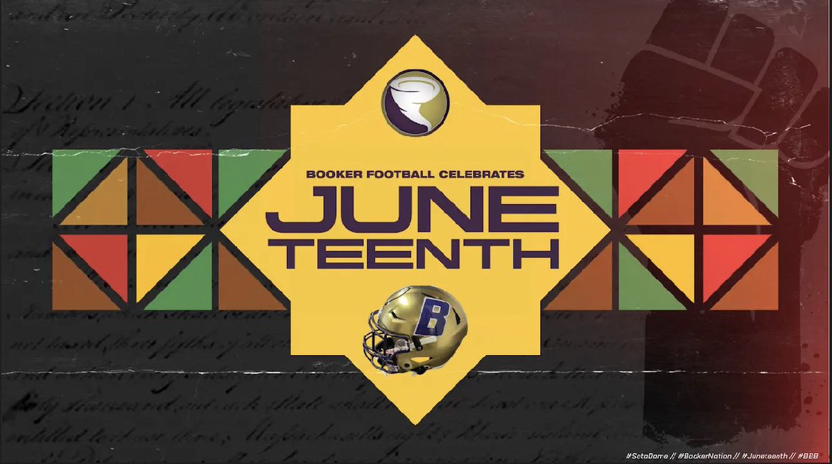 TornadoFB941's tweet photo. Happy Juneteenth! #BookerNation #Juneteenth https://t.co/6TI6bOsgSc