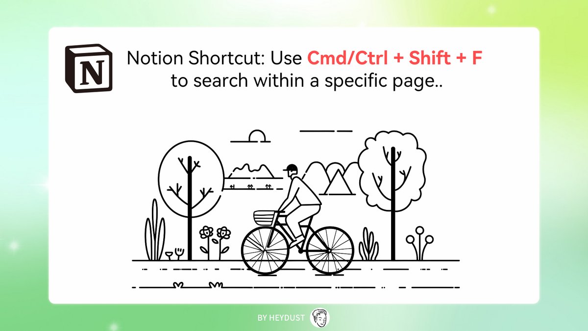 retned's tweet image. 🔄 Notion Shortcut: Use Cmd/Ctrl + Shift + F to search within a specific page. #NotionHacks #Efficiency 📄