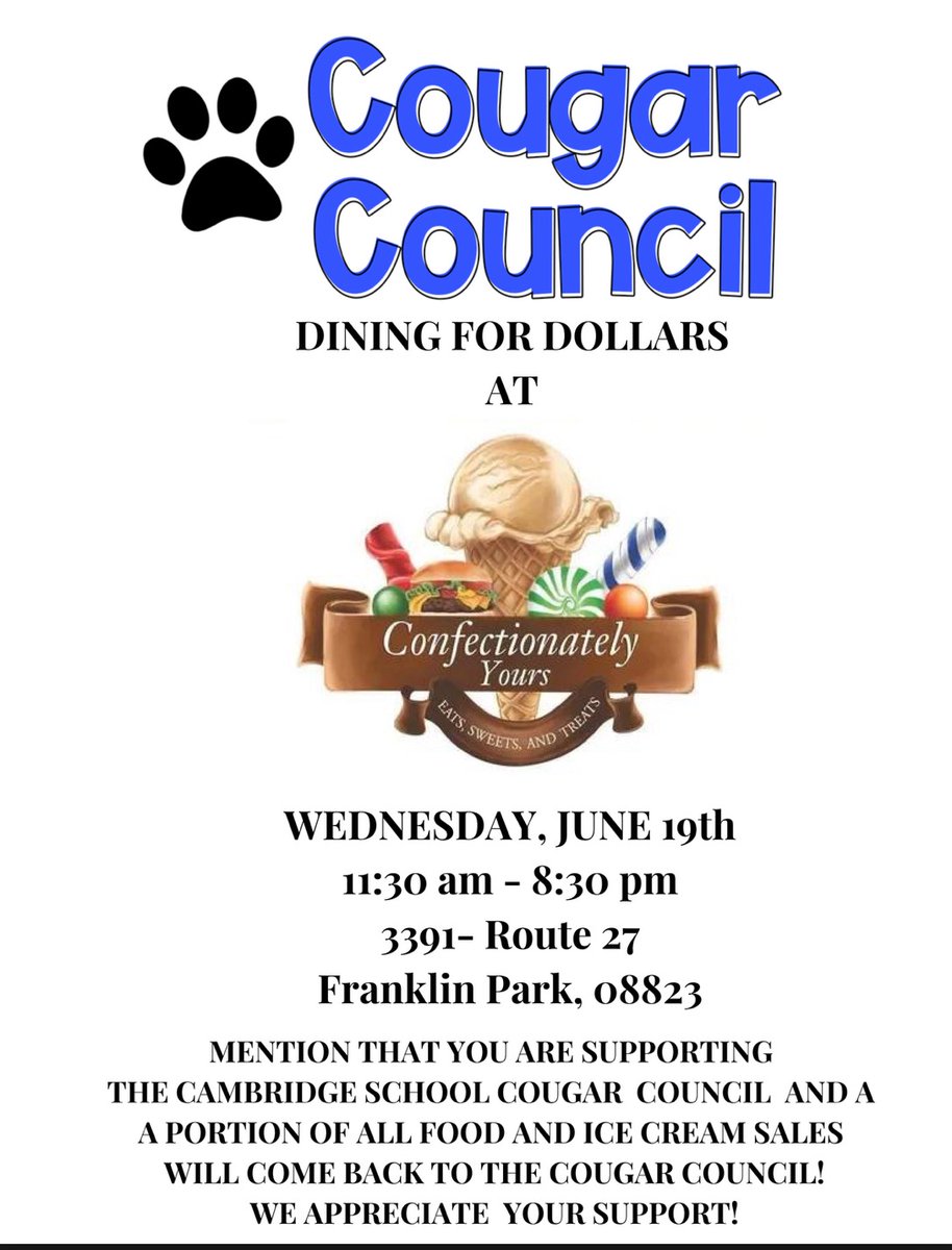 South Brunswick School District (@sbsdnews) on Twitter photo Looking for a way to cool off today? Come support the Cambridge School Cougar Council at CONFECTIONATELY YOURS from 11:30 am - 8:30 pm! #sbpdchat <a href="/noyi/">Dr. Evelyn Mamman (she/her)</a> <a href="/SuzanneLuckBorn/">Suzanne Luck-Born</a> <a href="/SBSDCA/">Cambridge ES</a> <a href="/SBSDBOE/">SBSchools</a> <a href="/SoBrunswickPD/">So Brunswick PD</a> Looking for a way to cool off today? Come support the Cambridge School Cougar Council at CONFECTIONATELY YOURS from 11:30 am - 8:30 pm! #sbpdchat <a href="/noyi/">Dr. Evelyn Mamman (she/her)</a> <a href="/SuzanneLuckBorn/">Suzanne Luck-Born</a> <a href="/SBSDCA/">Cambridge ES</a> <a href="/SBSDBOE/">SBSchools</a> <a href="/SoBrunswickPD/">So Brunswick PD</a>