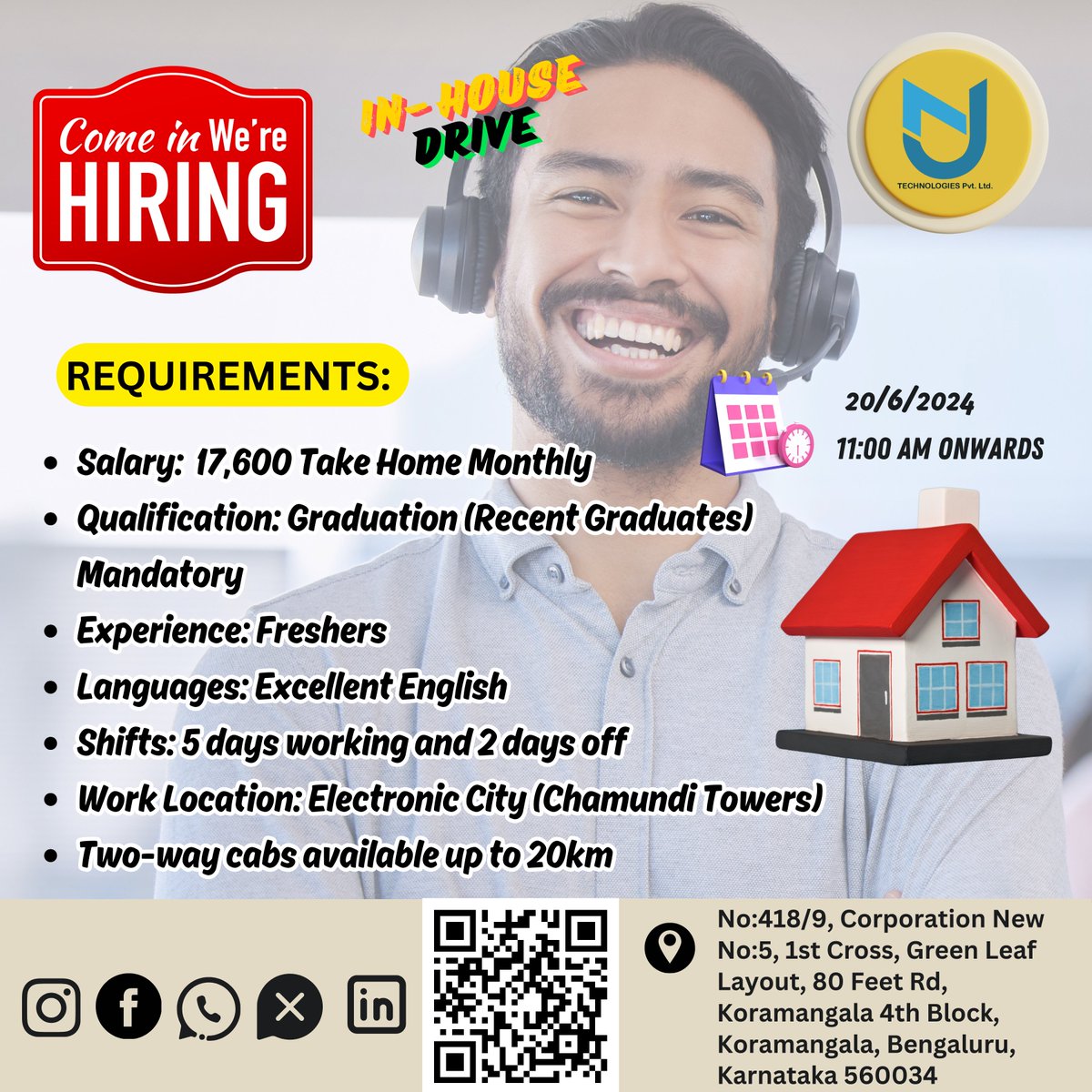 njtechofficial's tweet photo. Calling all global voices! In House Drive @Kormangala Branch tomorrow!ππ #SpreadingSuccess #BJPWins #njtechnologiesofficial #JobFair #VisitUs #techmahindra #OverConfidence #RIP #nicholaspooran #AllEyesOnGoat #resign #pushpa2therule #TrainAccident #maharajamovie #Atlee #zomato https://t.co/yzLNIeYhtT