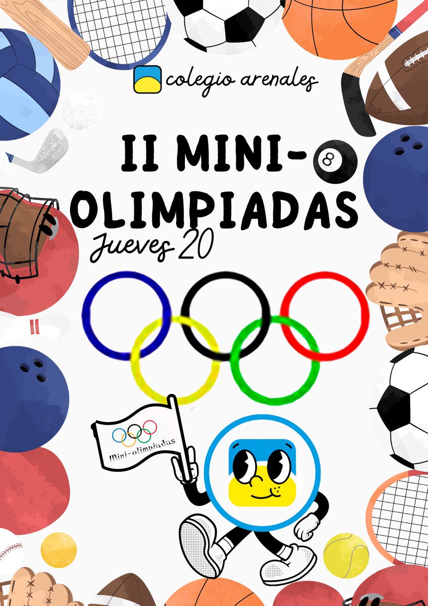 Este jueves, 20 de junio, celebraremos la II edición de las Mini-olimpiadas para pasar un día divertido de deporte con nuestros alumnos. 🏀⚽️🏓🎾🤾🤾‍♀️⛹️
#miniolimpiadas #fiestadeldeporte
