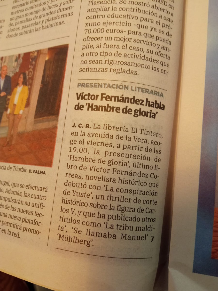 𝗩𝗶́𝗰𝘁𝗼𝗿 𝗙𝗲𝗿𝗻𝗮́𝗻𝗱𝗲𝘇 𝗖𝗼𝗿𝗿𝗲𝗮𝘀 (@victorfcorreas) on Twitter photo Lo de salir en los papeles siempre hace especial ilusión, y más si es un diario de tu tierra como <a href="/hoyextremadura/">Diario HOY</a>. Anuncio de la presentación del viernes en #Plasencia en <a href="/LibreriaTintero/">Librería El Tintero</a> 👏👏 Lo de salir en los papeles siempre hace especial ilusión, y más si es un diario de tu tierra como <a href="/hoyextremadura/">Diario HOY</a>. Anuncio de la presentación del viernes en #Plasencia en <a href="/LibreriaTintero/">Librería El Tintero</a> 👏👏