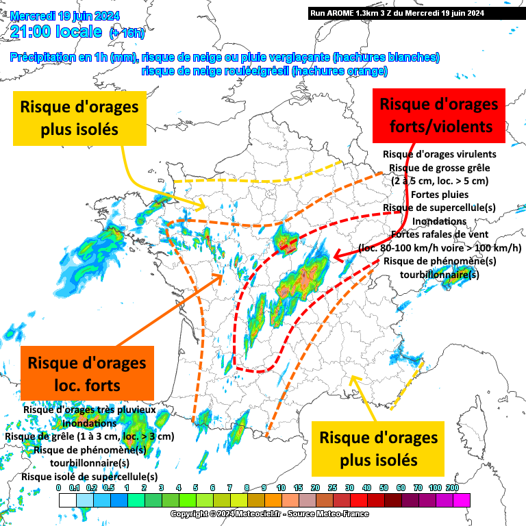 FloC36's tweet photo. Potentiel orageux virulent du SO au NE de la France ce mercredi apm/soir & nuit :
- risque d'#orages violents du Massif-Central au Jura (potentiel grosse grêle loc. & risque de #tornade(s))
- risque d'orages loc. forts & très pluvieux du SO au NE & régions centrales https://t.co/SK2l70sFdz