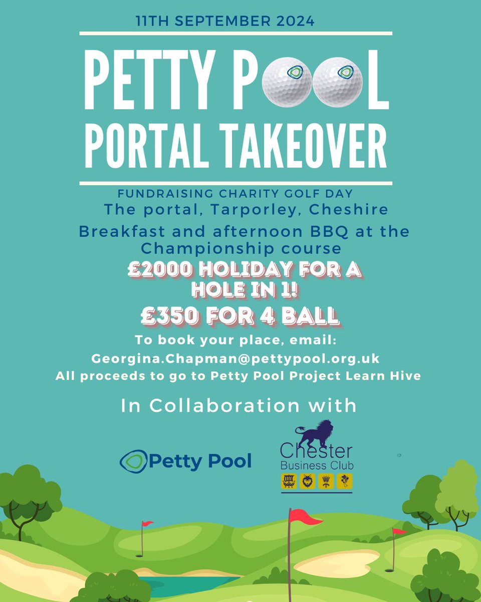 Introducing our Petty Pool Portal Takeover!
We are hosting a charity golf day on the 11th of September and you're all invited!

Our learners will be getting involved in the day where there will be an included breakfast and an afternoon BBQ!

#ProudToBePettyPool