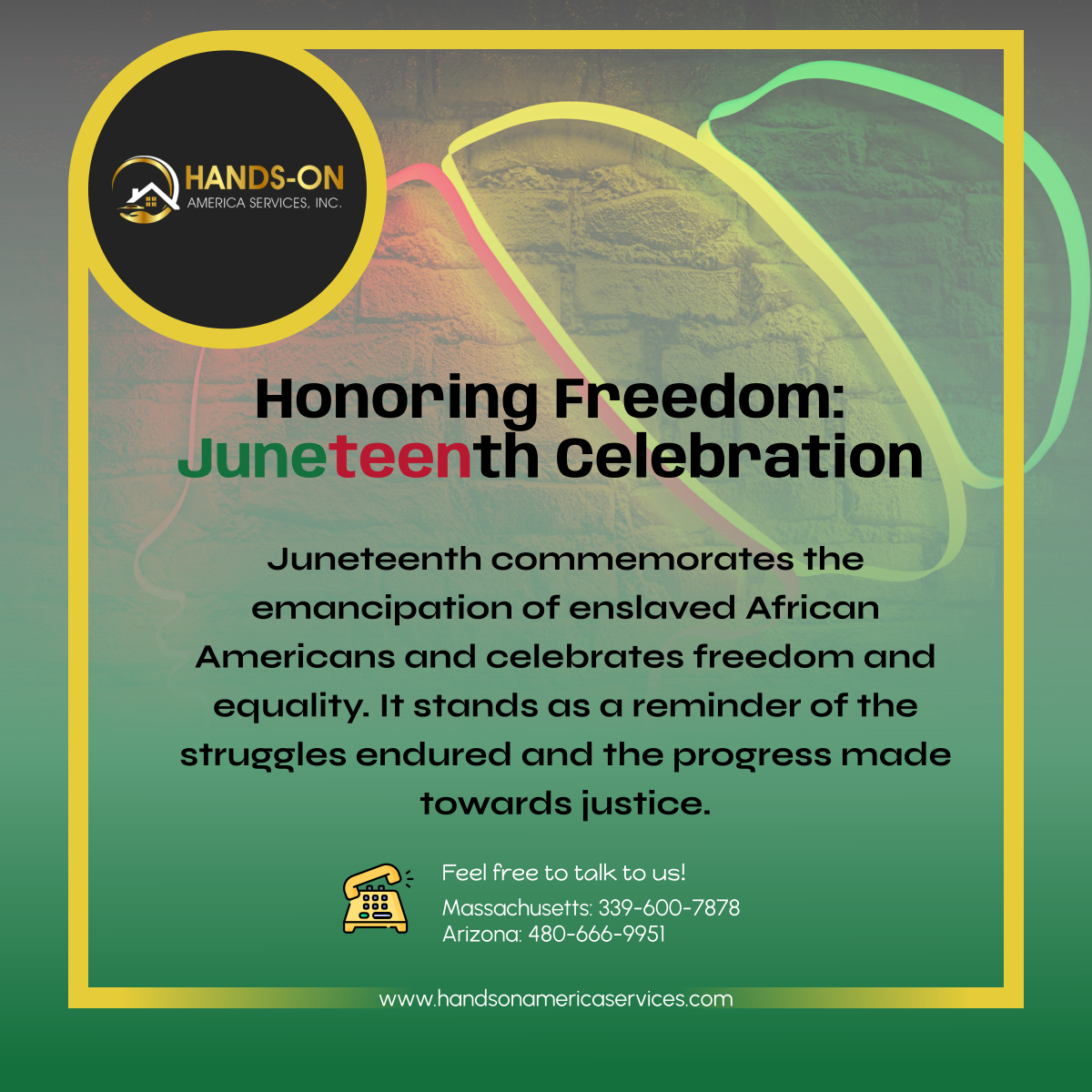 handson_america's tweet image. Today, we honour the resilience and strength of the Black community, celebrating freedom, unity, and the ongoing fight for equality. Happy Juneteenth!

#Juneteenth #FreedomCelebration #UnityAndEquality