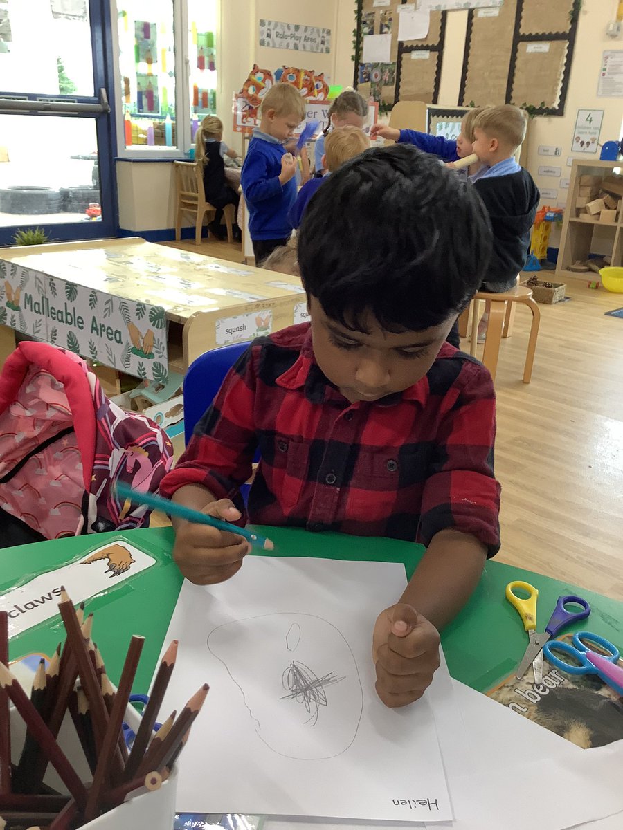 GlazeburyCofE's tweet photo. Following on from reading our story of the week ‘old bear’ in the writing area Nursery drew a picture of their own bear #ldst #heart https://t.co/Hwj6BD2KEs