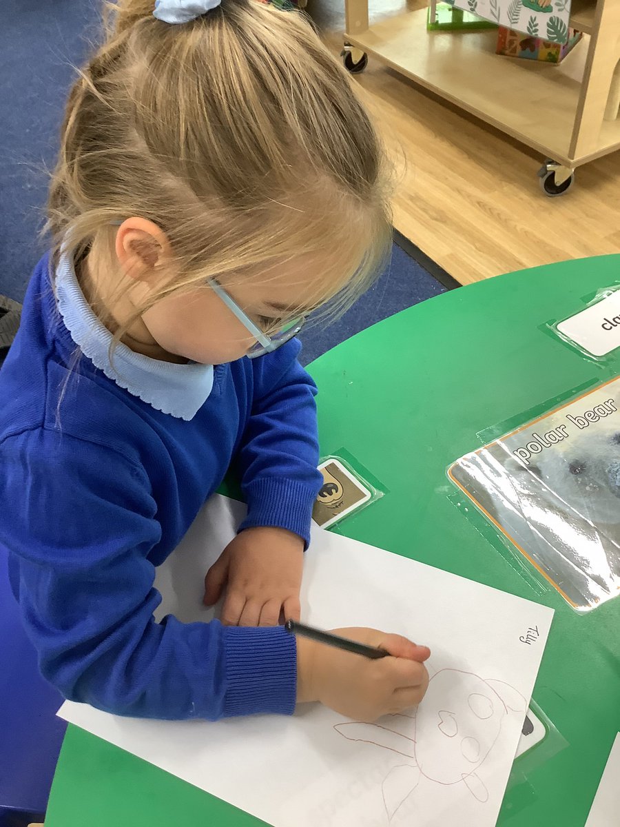 GlazeburyCofE's tweet photo. Following on from reading our story of the week ‘old bear’ in the writing area Nursery drew a picture of their own bear #ldst #heart https://t.co/Hwj6BD2KEs